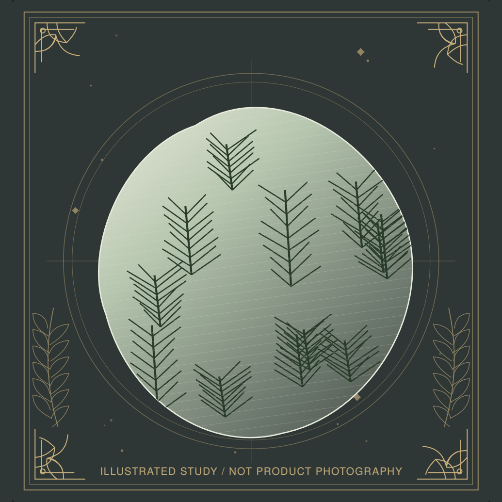 Decorative mineral illustration of Moss and Tree Agate.