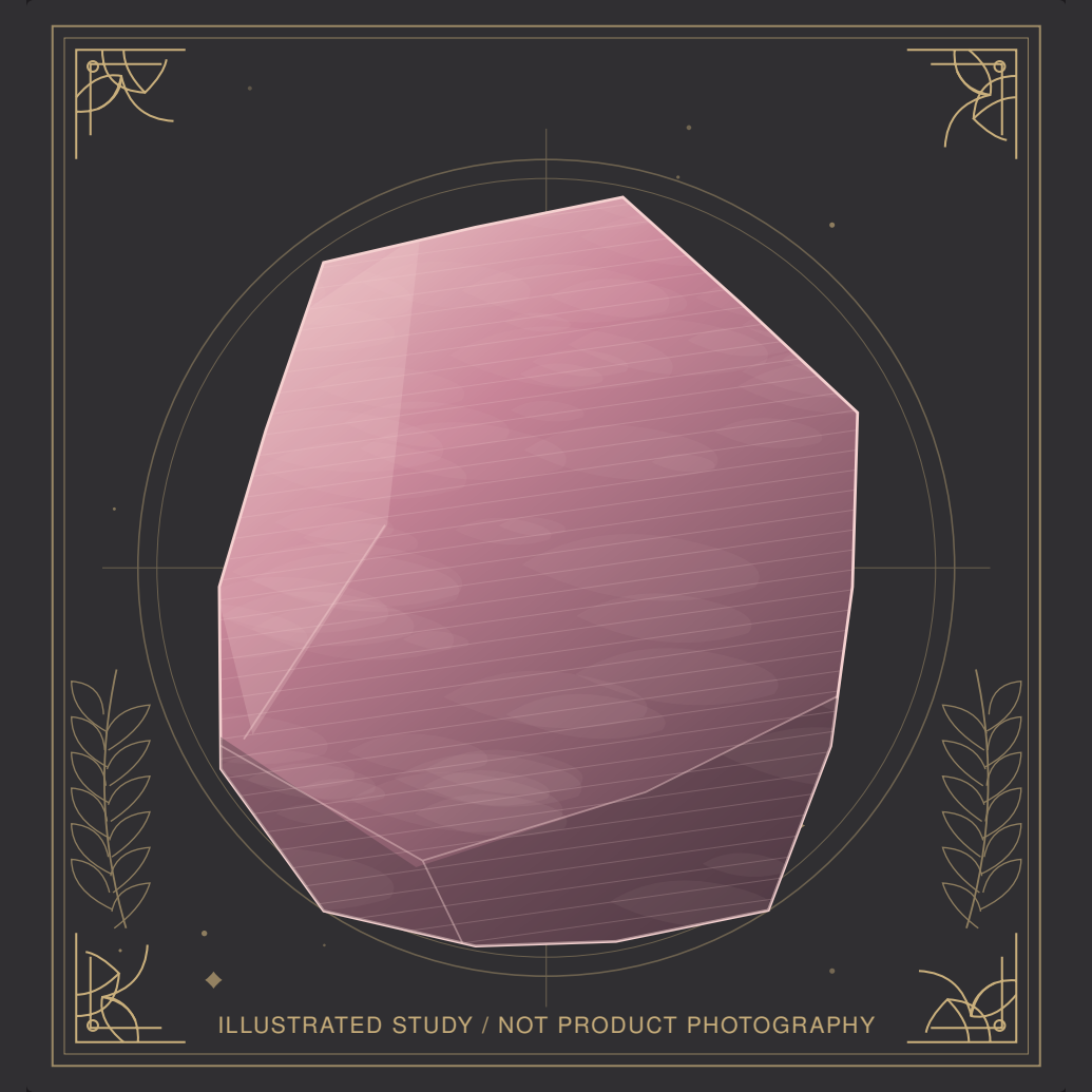 Decorative mineral illustration of Rose Quartz.