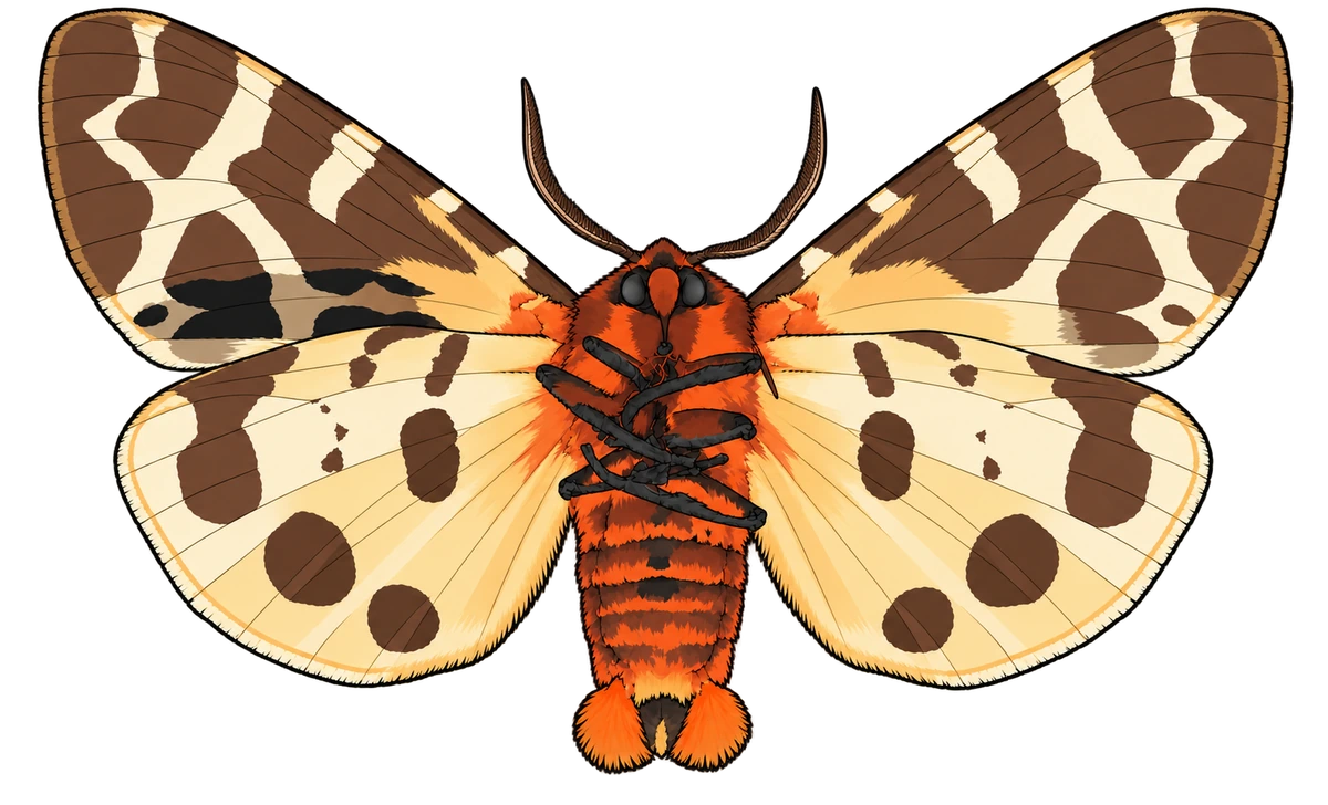 Arctia caja, ventral view