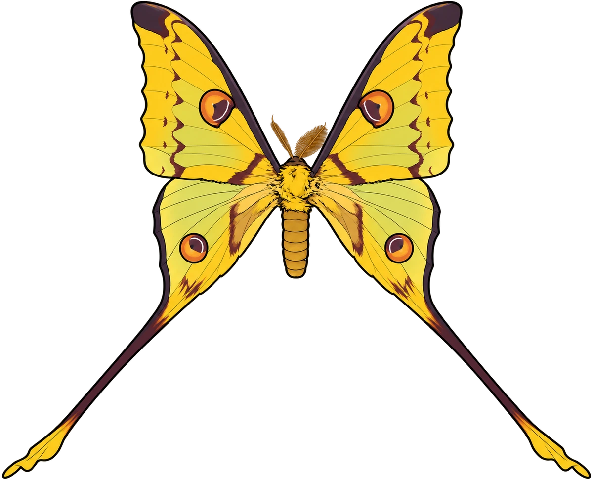 Argema mittrei, dorsal view