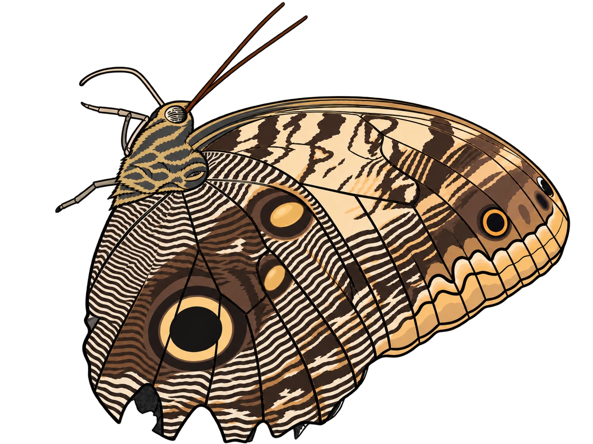 Caligo telamonius, ventral view