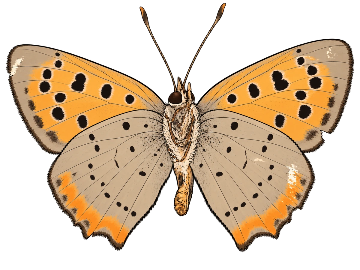 Lycaena phlaeas, ventral view