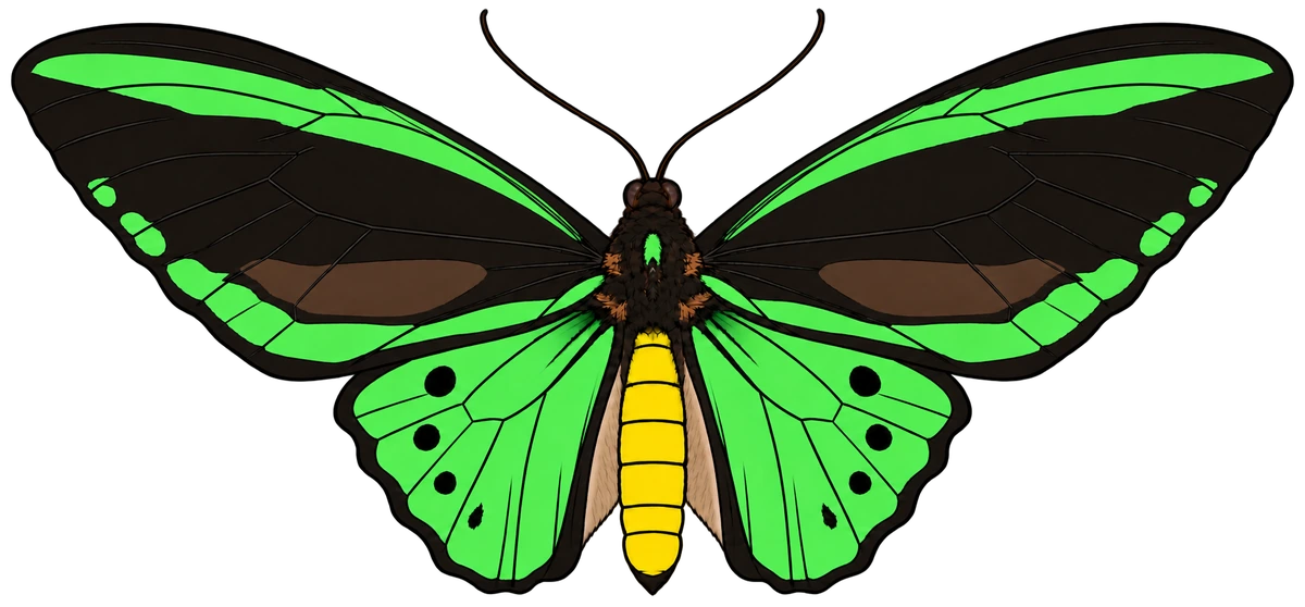 Ornithoptera priamus, dorsal view