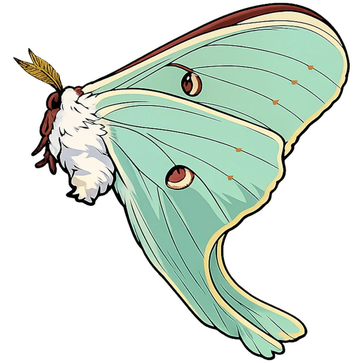 Ventral perch study in Scott Schubr’s Actias luna artwork.