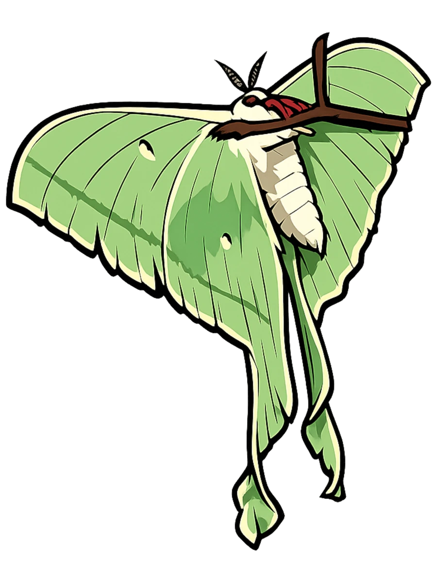 Branch perch study in Scott Schubr’s Actias luna artwork.