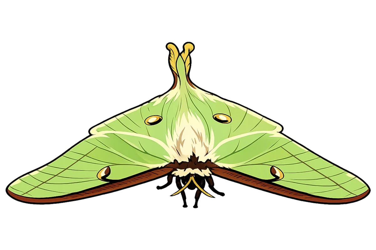 Forward downward glide study in Scott Schubr’s Actias luna artwork.