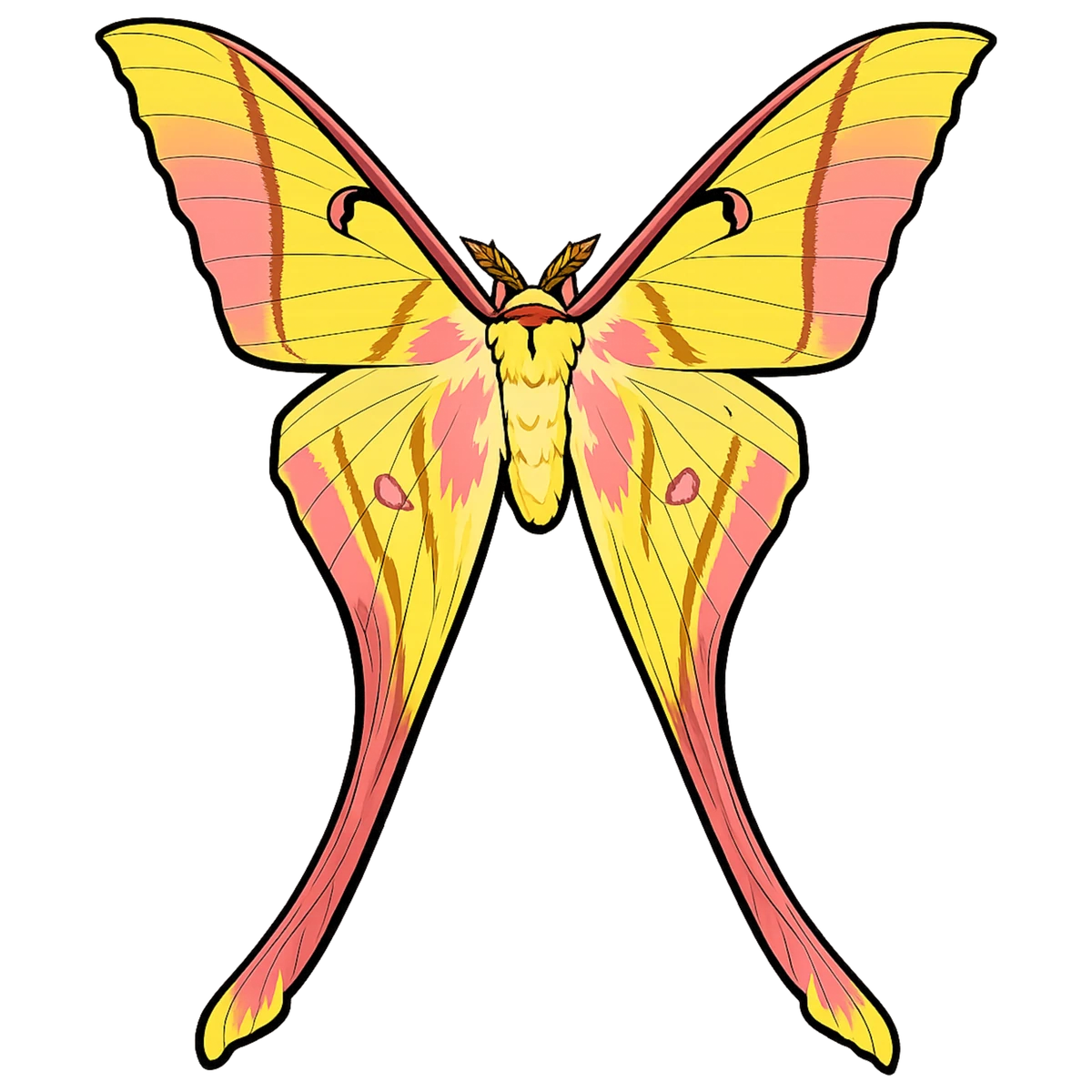 Open-wing ventral study in Scott Schubr’s Actias rhodopneuma artwork.