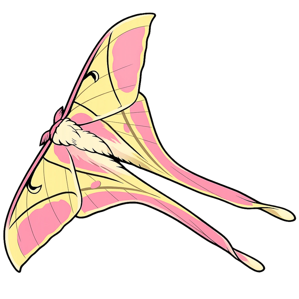 Leftward flight study in Scott Schubr’s Actias rhodopneuma artwork.