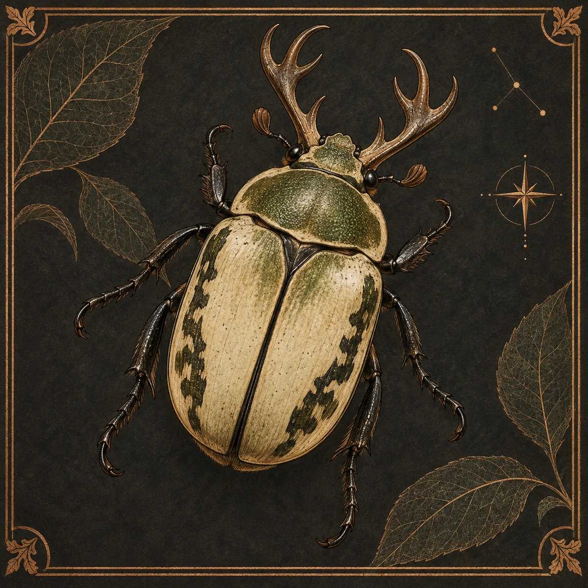 Decorative folio inspired by Dicronocephalus wallichi