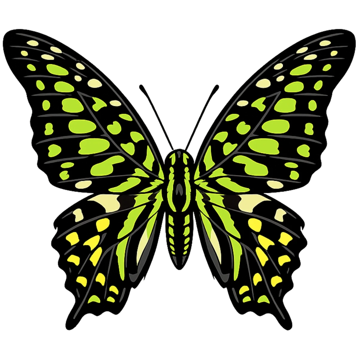 Open-wing dorsal study in Scott Schubr’s Graphium agamemnon artwork.