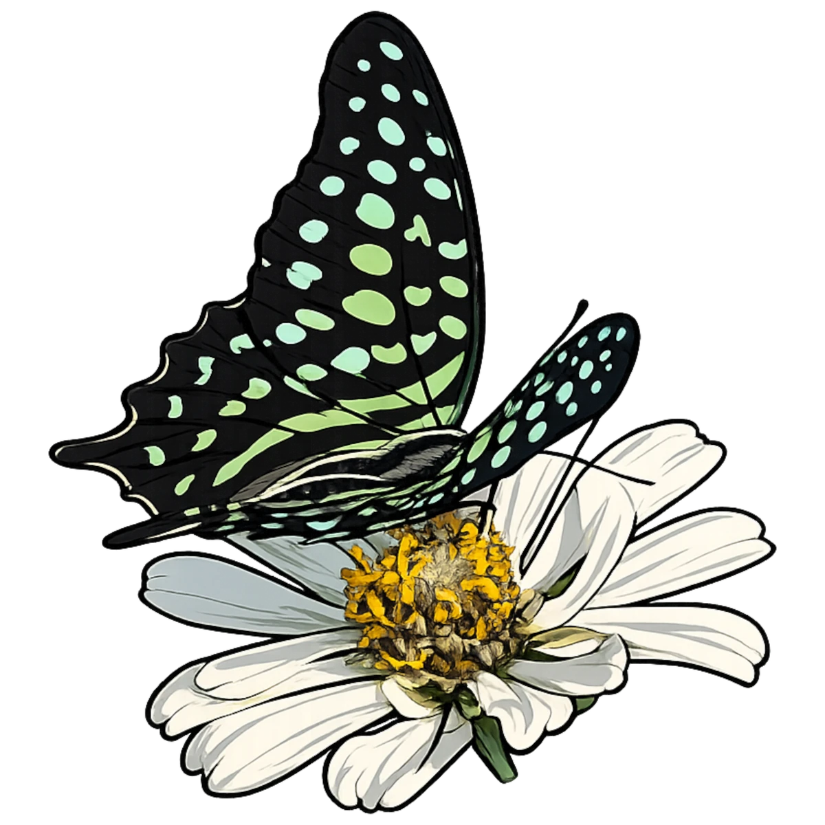 Flower perch study in Scott Schubr’s Graphium agamemnon artwork.
