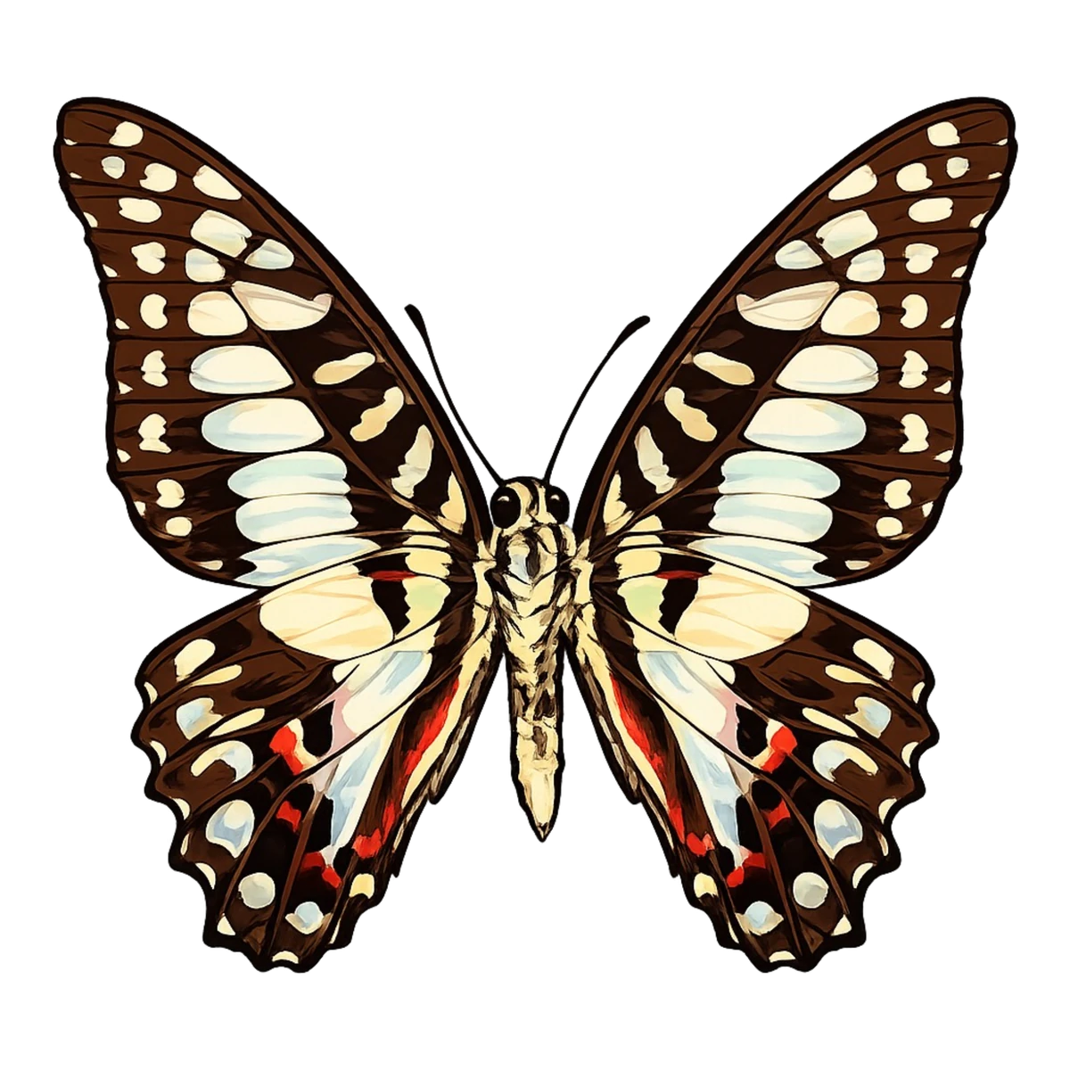 Open-wing ventral study in Scott Schubr’s Graphium doson artwork.