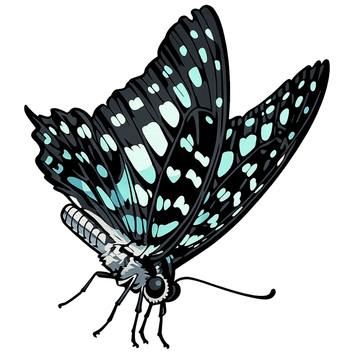 Downward right perch study in Scott Schubr’s Graphium doson artwork.