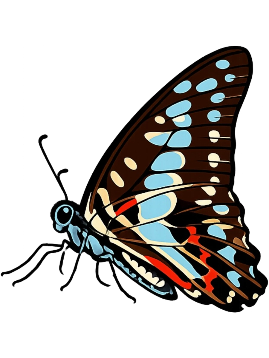 Left-facing folded-wing study in Scott Schubr’s Graphium doson artwork.