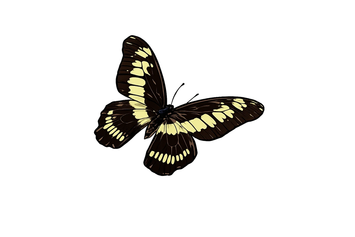 Oblique right dorsal study in Scott Schubr’s Graphium latreillianus artwork.