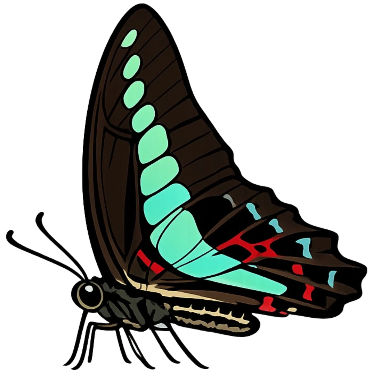 Left-facing folded-wing study in Scott Schubr’s Graphium sarpedon artwork.