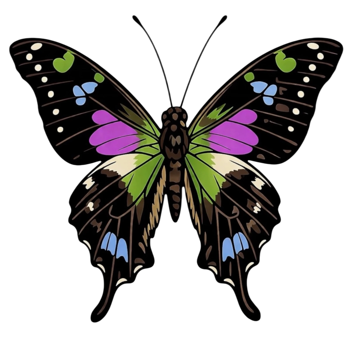 Open-wing dorsal study in Scott Schubr’s Graphium weiskei artwork.