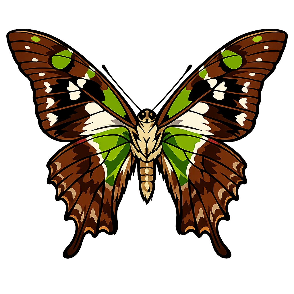 Open-wing ventral study in Scott Schubr’s Graphium weiskei artwork.