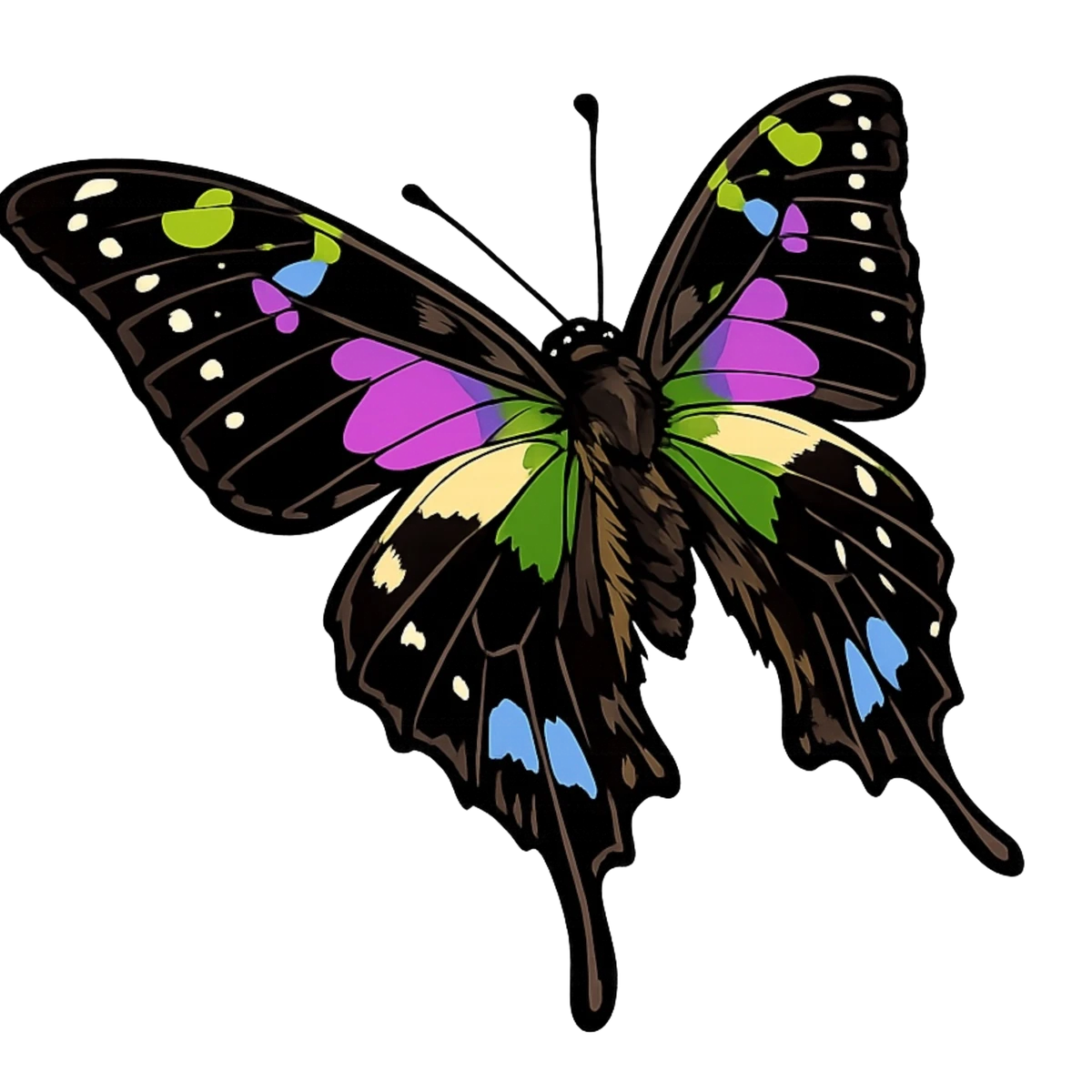 Leftward flight study in Scott Schubr’s Graphium weiskei artwork.
