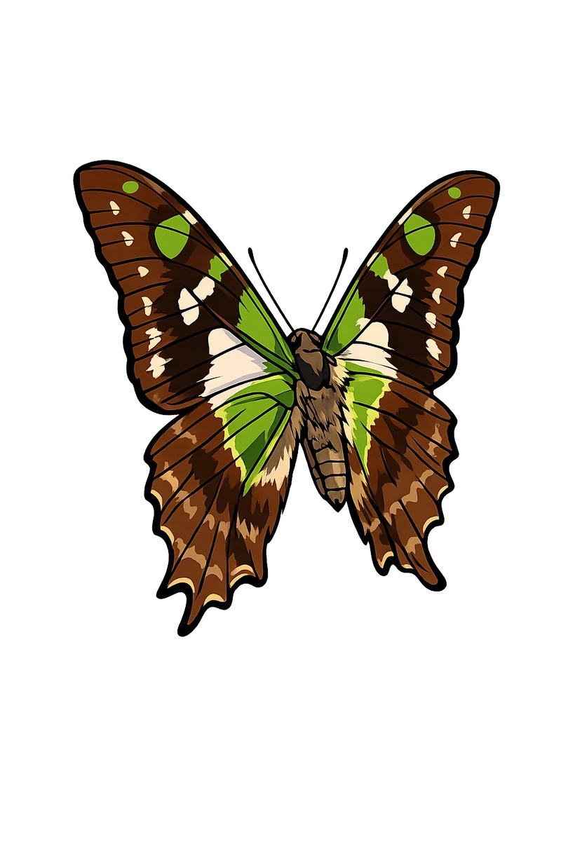 Right-facing ventral study in Scott Schubr’s Graphium weiskei artwork.