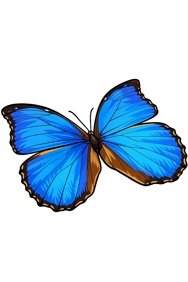 Forward left flight study in Scott Schubr’s Morpho menelaus didius artwork.