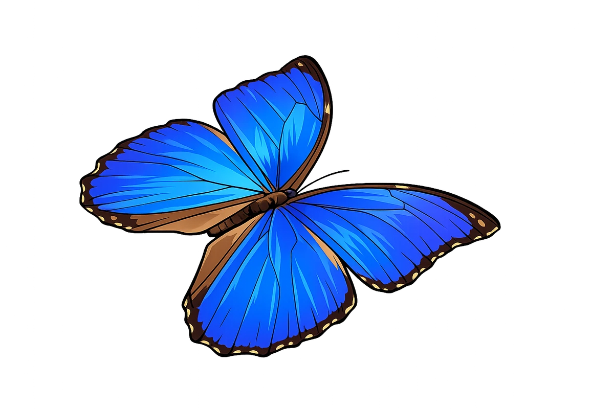 Rightward flight study in Scott Schubr’s Morpho menelaus didius artwork.