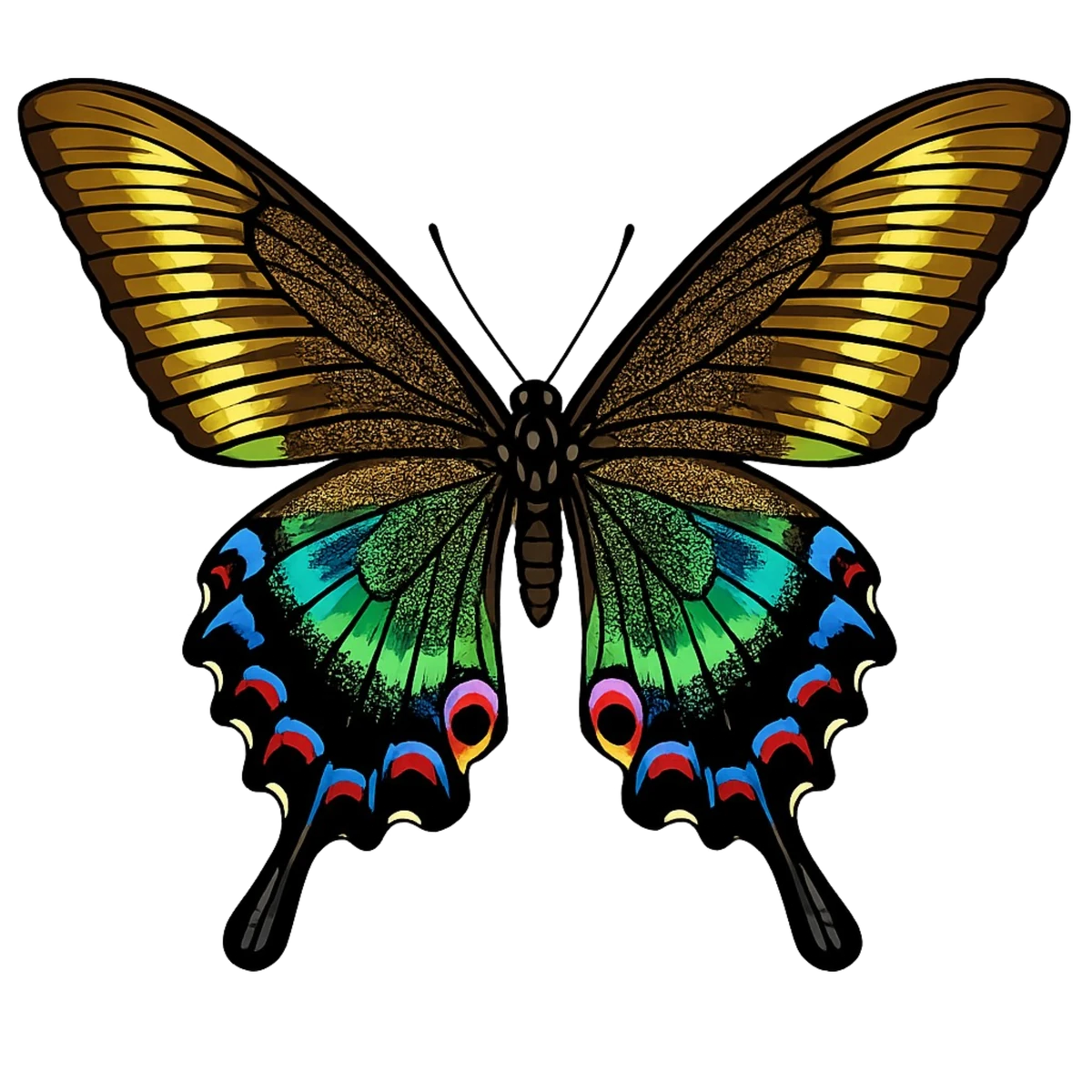 Open-wing ventral study in Scott Schubr’s Papilio maackii artwork.