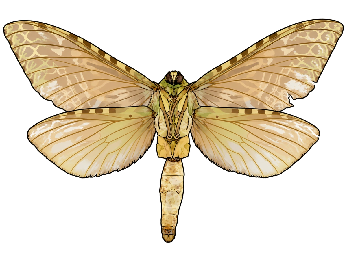 Aenetus virescens, female ventral view