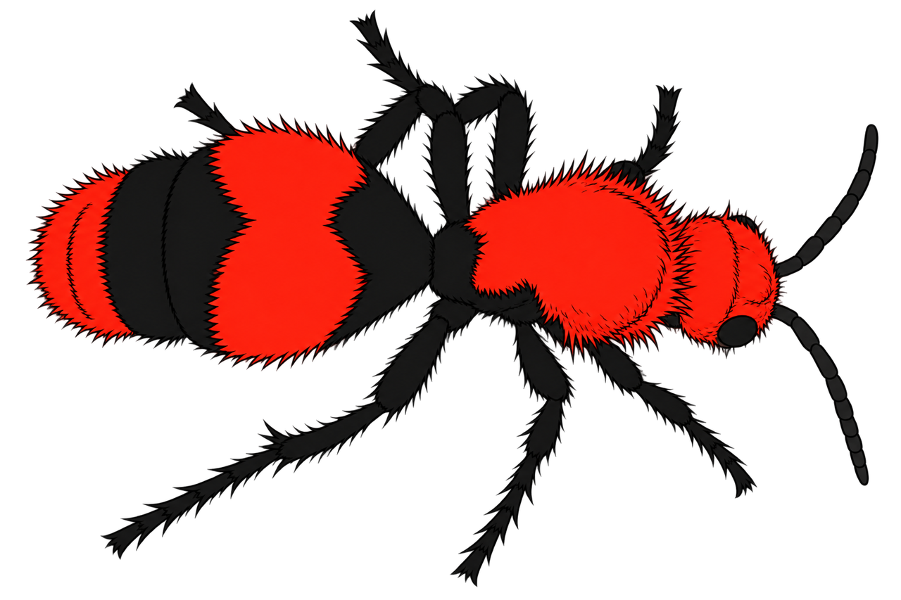 Dasymutilla occidentalis, female dorsal oblique view