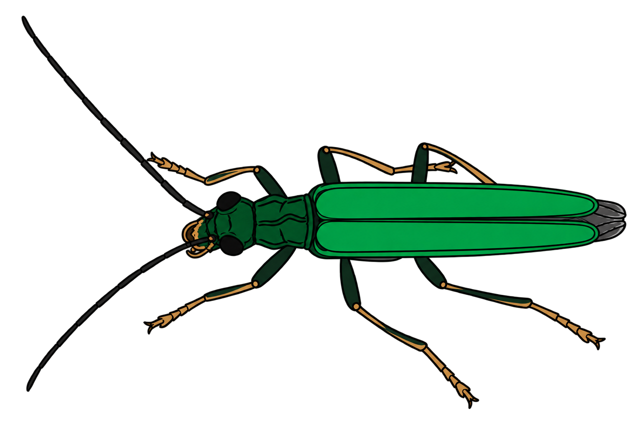 Oedemera nobilis, female dorsal view