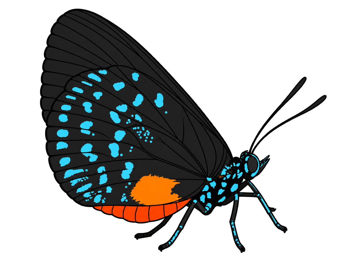 Eumaeus atala, ventral view