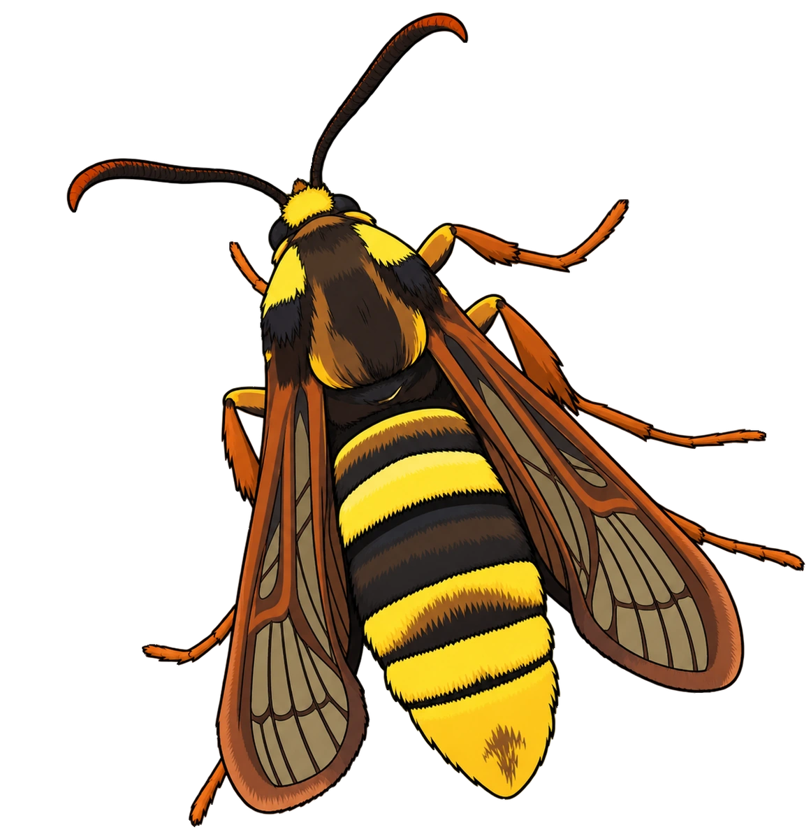 Sesia apiformis, female dorsal view