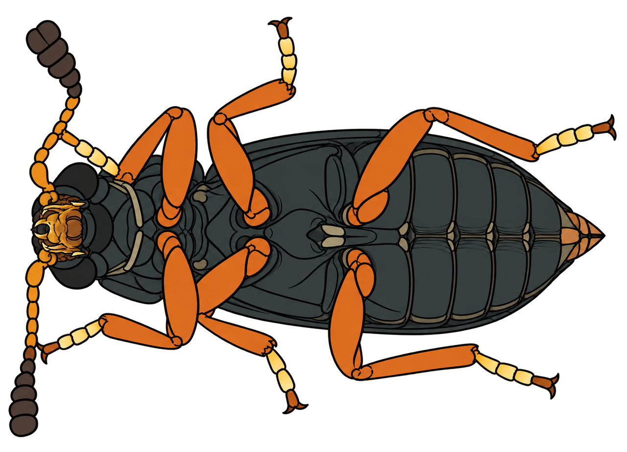 Necrobia rufipes, ventral view