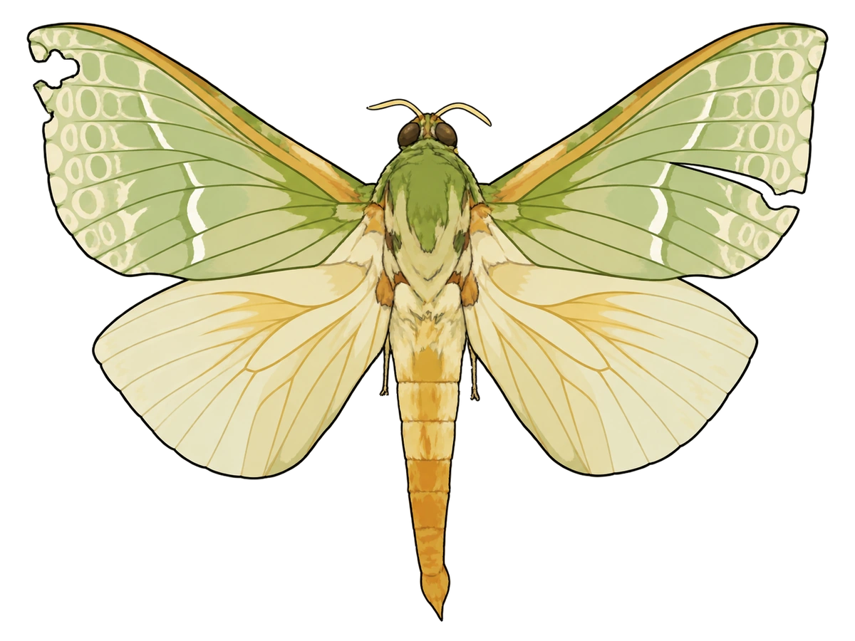 Aenetus virescens, male dorsal view